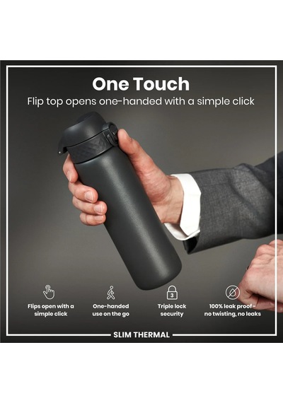 Ion8 - İnce Su Termosu - Gri - 500 Ml - Sızdırmaz