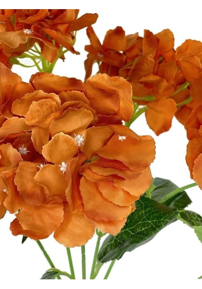 Yapay Çiçek Ortanca Çiçeği Demeti 43 Cm Turuncu Standart