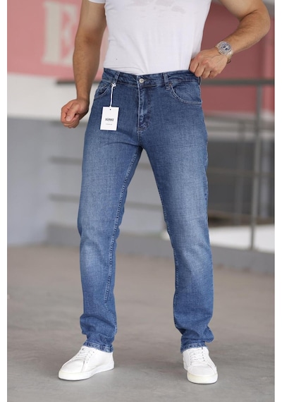 Bürke Premium Erkek Lacivert Renk Regular Fit Rahat Kesim Esnek Likralı Denim Jeans Kot Pantolon