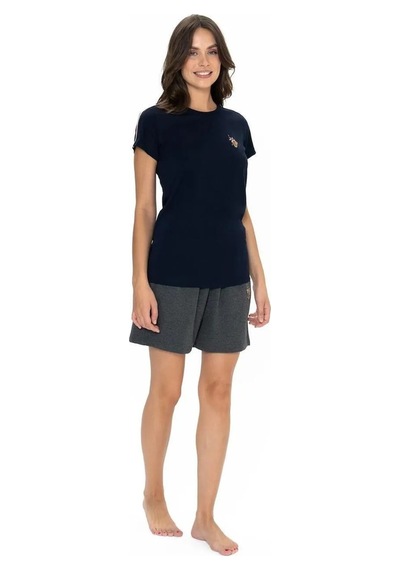 U.s. Polo Assn. Kadın Yuvarlak Yaka Alt Üst Pijama Şort Takım Lacivert 2xl