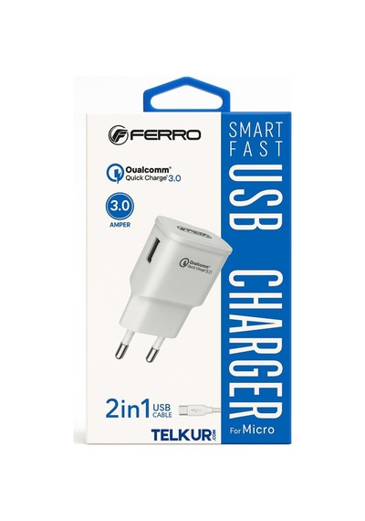 Ferro W13 Qualcom 3.0a Hızlı Micro Usb Şarj Adaptörü Ve Kablosu