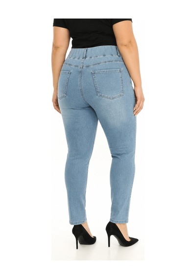Zanessi Fashıon Büyük Beden Denim Toparlayıcı Lastikli Yüksek Bel Dar Paça Kadın Pantolon Mavi Zanessi Fashıon Büyük Beden Denim Toparlayıcı Lastikli Yüksek Bel Dar Paça Kadın Pantolon Mavi