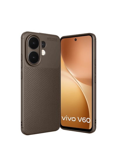 Vivo V60 5g Uyumlu Auto Focus Karbon Kapak - Kahverengi