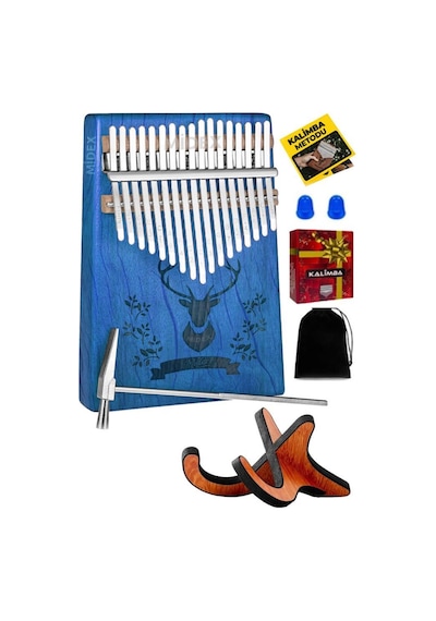 Midex Klx-454g-pak Hakiki Ağaç Geyik Desenli Kalimba 17 Tuşlu Full Set