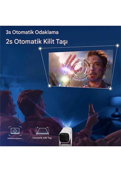 K2 4k Çözünürlüklü Powerbankli Taşınabilir 5g Otomatik Odaklama Sistemli Projeksiyon Cihazı