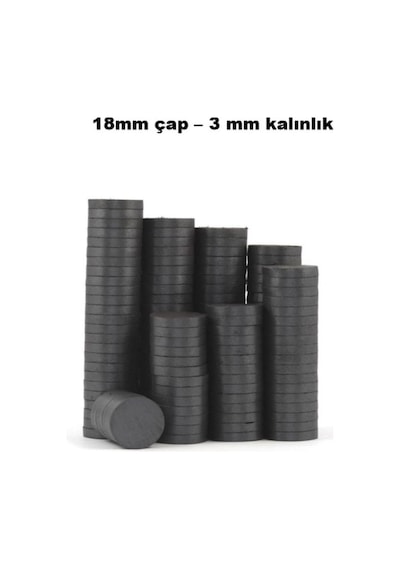 Dünya Magnet 50 Adet 18x3 Mm Yuvarlak Mıknatıs, Çok Amaçlı, Süsleme Mıknatısı, Ferrit Magnet