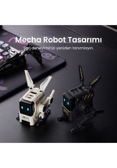 Gravastar Alpha65 Robot Figürlü 65w Hızlı Şarj Adaptörü Ve Şarj Standı, Gri