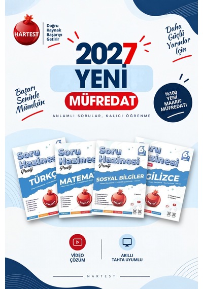 Nartest Yayınevi 2027 6. Sınıf Türkçe + Matematik + Sosyal Bilgiler + İngilizce Yeni Müfredat Bağlam Temelli Soru Hazinesi Seti 4 Kitap