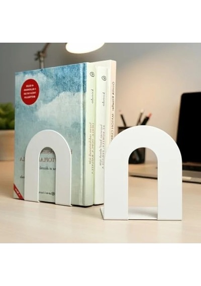 2'li Metal Kitap Desteği, Beyaz Dekoratif Aksesuar