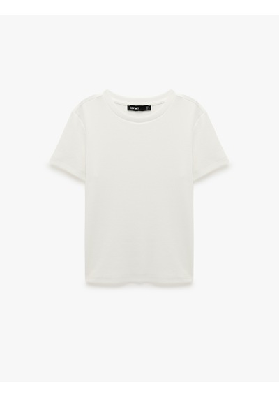 Koton Pamuklu Slim Fit Bisiklet Yaka Kısa Kollu Basic Tişört Kırık Beyaz 6sak50472ek Ekru