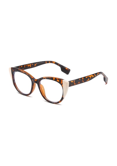 Metora Leopar Desen Bej Kemik Çerçeve Kedi Gözü Vintage Retro Gözlük