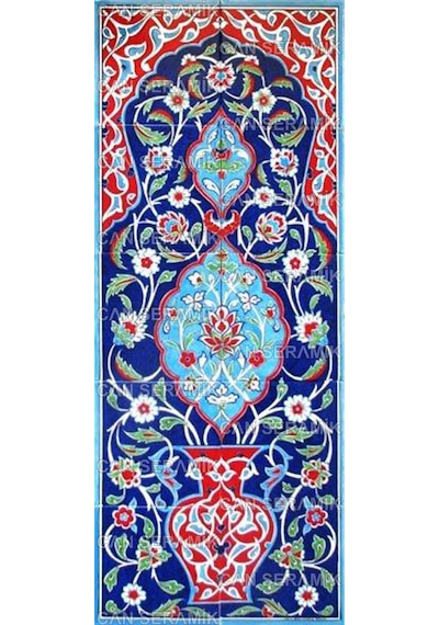 Can Seramik - 40x100 CM El Dekoru İznik Çini Pano