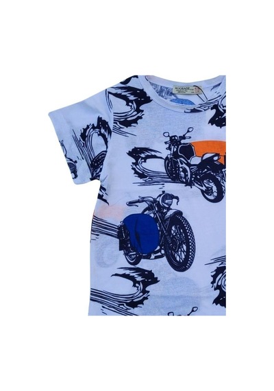 Woo Rage Erkek Çocuk Panda, Motorsiklet Baskılı Tshirt-11752-lacivert Lacivert