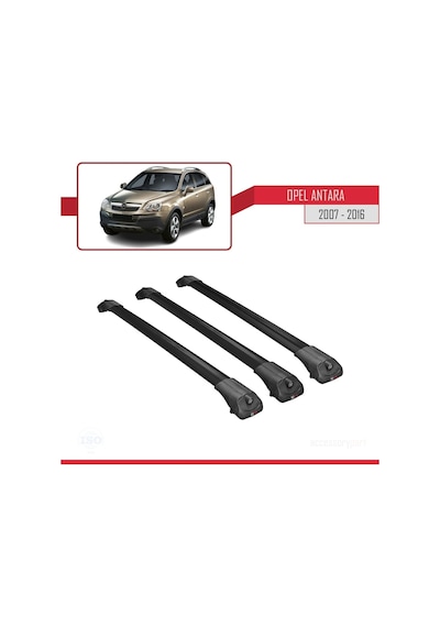 Opel Antara 2007-2016 Arası İle Uyumlu Ace-1 Ara Atkı Tavan Barı Siyah 3 Adet Bar