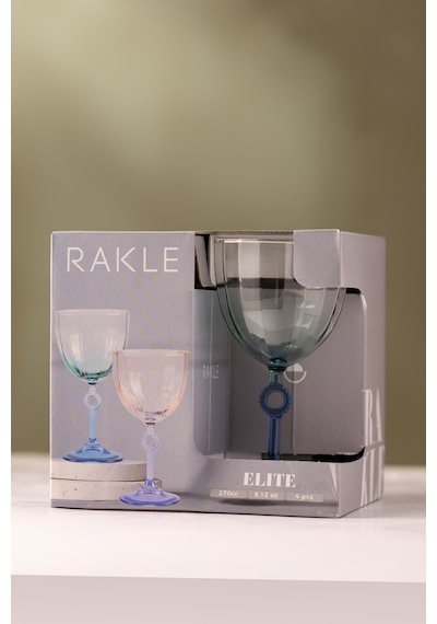 Rakle Elite 4'lü Su Kadehi Seti Mavi 270 Cc Renkli