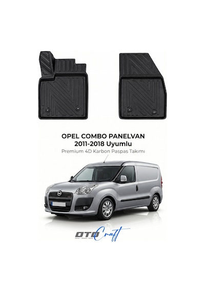 Otocraft Opel Combo Pv 2011-2018 Araca Özel 4d Karbon Oto Paspas Havuzlu Tam Set