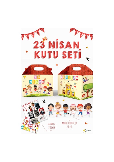 23 Nisan Hediye Kutusu, Özel Tasarım 8 Adet Çocuk Bayramı Hediye Kutusu 44 Mini Sticker Ve Çocuk Süs