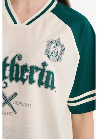 Defacto Harry Potter Oversıze Polo Yaka Baskılı Kısa Kollu Tişört G0832ax26spwt32 Beyaz-wt32