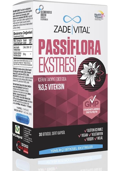 Zade Vital Passiflora Ekstresi İçeren Takviye Edici Gıda 30 Bitkisel Kapsül
