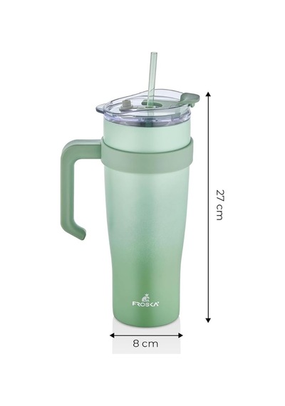 Paslanmaz Çelik,%100 Sızdırmaz, Çift Katmanlı, Pipetli, Saplı Termos Bardak, Termal Matara 1000 Ml Yeşil Genel