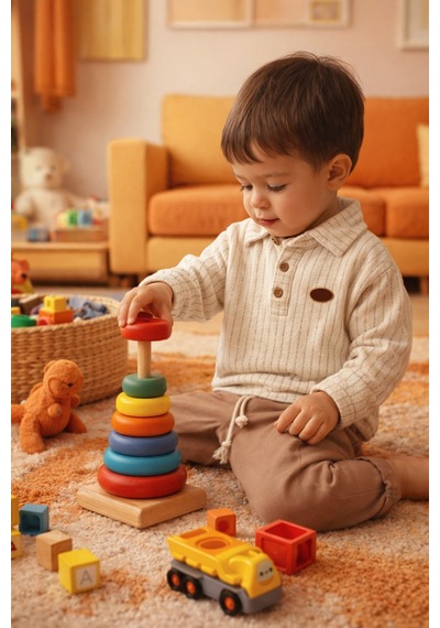 Babyhola Polo Yaka Bayramlık Erkek Bebek İkili Alt Üst Takım Set 2222 Kahverengi