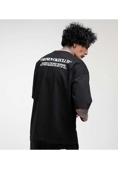 Siyah Sırt Baskılı Oversize Tshirt Siyah