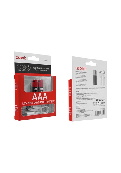 Asonıc Pl1400 Aa Şarjlı Pil 1.5volt 1400mah/2600mwh Type-c İle Kolay Şarj 2 Li Paket Usb To Type-c Kablo  19
