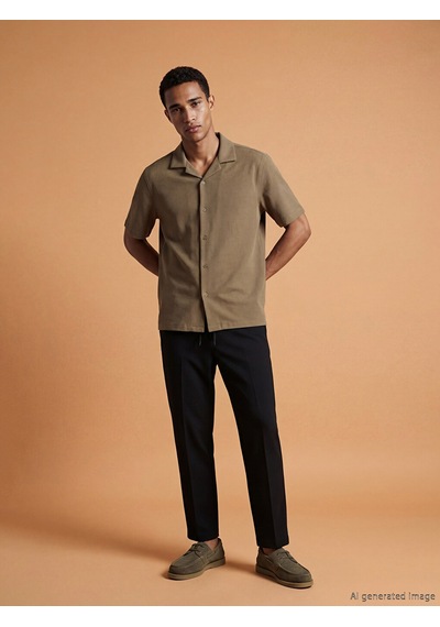 Lcw Vision Haki Regular Fit Kısa Kollu Resort Yaka Erkek Gömlek
