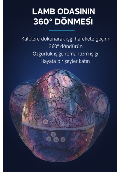 Yaratıcı Dinozor Yumurtası Led Yıldız Galaxy Uyumlu Projektör Gece Lamba
