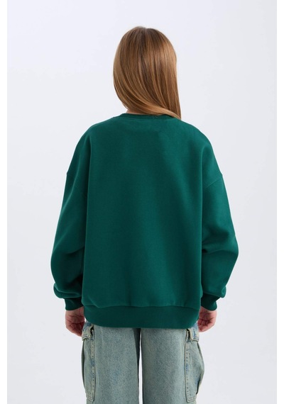DeFacto Kız Çocuk Oversize Geniş Kalıp Bisiklet Yaka Baskılı Sweatshirt D7045A824WNGN1116 Yeşil DeFacto Kız Çocuk Oversize Geniş Kalıp Bisiklet Yaka Baskılı Sweatshirt D7045A824WNGN1116 Yeşil