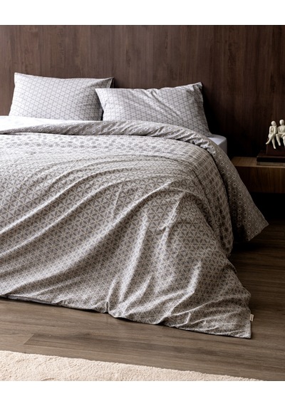 Madame Coco Metz Çift Kişilik %100 Ranforce Baskılı Nevresim Takımı - Gri 8684427296264 Çok Renkli