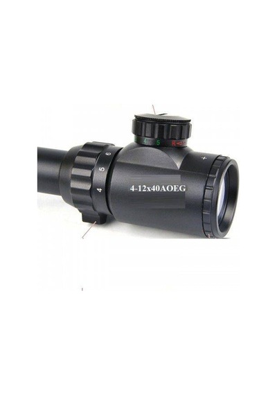 4-12x40aoeg Tüfek Dürbünü Mil Dot Kırmızı ve Yeşil Işıklı Lens