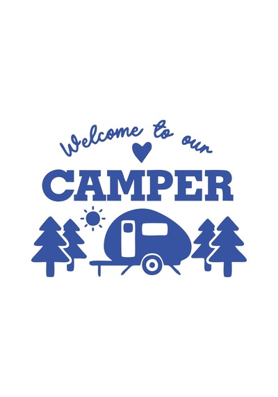 Camper Sticker 17x17 Cm Mavi