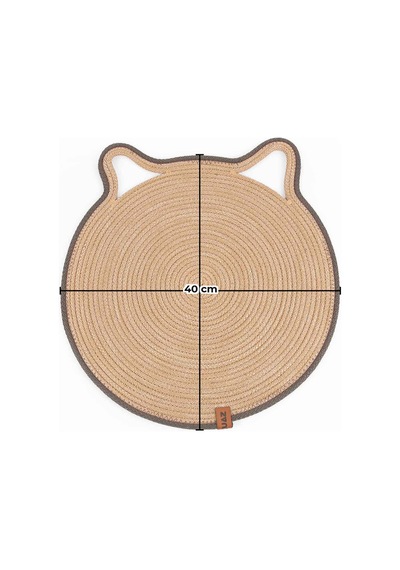 Gobypet Jüt Kulaklı Yuvarlak Kedi Köpek Mama Yatak Önü Paspası Hasır Kedi Matı 40 x 40 CM