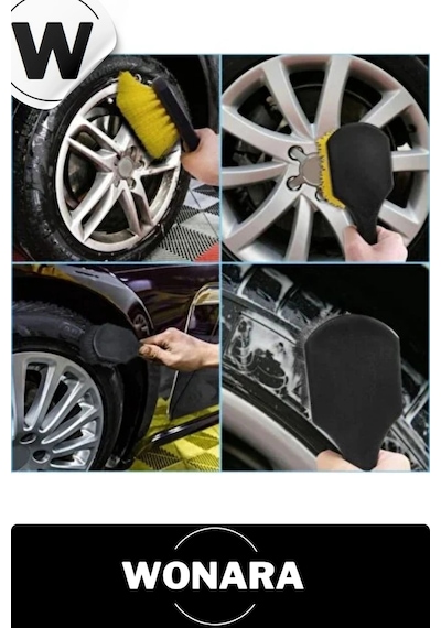 Ergonomik Tutuşlu Motor Bisiklet Uyumlu Güçlü Sert Kıl Yapılı Araç Jant Lastik Temizlik Fırçası