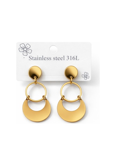 Çelik Küpe 79 Gümüş Özel Hediye Model 177523 Çok Renkli