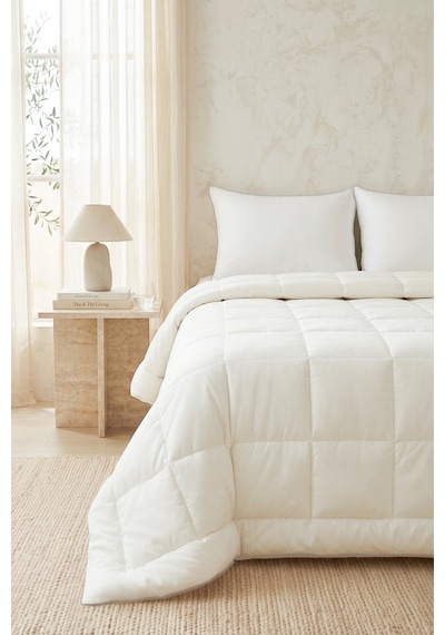 Ocean Home Textile Pamuklu Saten Biyeli Mikrojel Çift Kişilik Yastık Yorgan Seti 1 Adet 195 X 215 / 2 Adet 50 X 70 Cm Beyaz