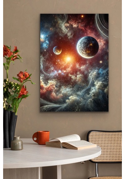 Gezegenler Kanvas Tablo 70x100cm Çok Renkli