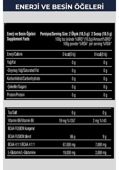Bcaa 4.1.1 - Yeşil Elma Aromalı - 300 Gr - 50 Servis