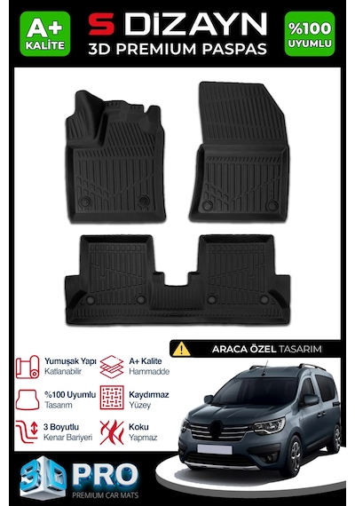Renault Express Camlıvan 3d Pro Havuzlu Paspas 2021 Üzeri A+ Kalite 3ds-sdz201