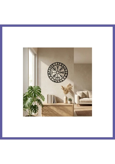 Bezos Viking Pusulası Vegvisir Duvar Tablosu Mdf Lazer Kesim Nordik Duvar Süsü Modern Dekor Nıda