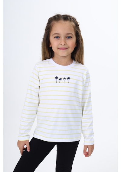 Toontoy Kids Toontoy Kız Çocuk Çizgili Tişört Açık Sarı