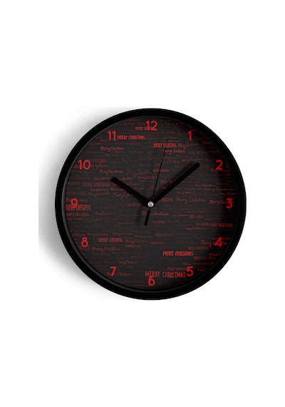 Modern Yazılı Tasarım - '' Merry Christmas '' Duvar Saati - 30cm - Önü Camlı Siyah Kasa-jh0584 Siyah