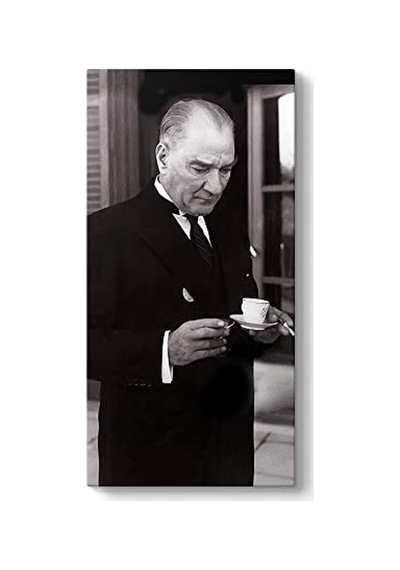 Atatürk Türk Kahvesi İçerken Kanvas Tablo 80 X 160