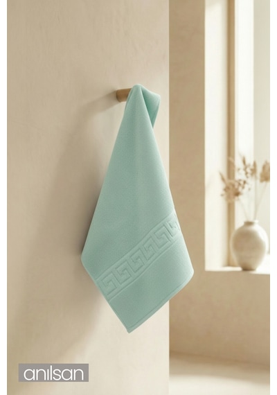 Mint Yeşili Greek El Havlusu - 50x90 Cm, 225 Gr, %100 Pamuk, Spa Ve Otel Havlusu, Günlük Kullanıma Uygun Yeşil