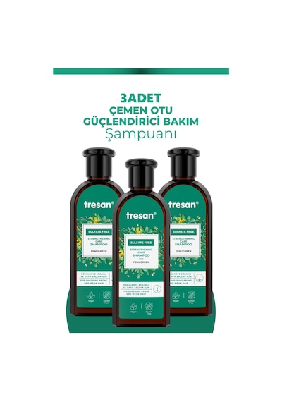 Tresan Çemen Otu Güçlendirici Sülfatsız Şampuanı 300 Ml 3 Adet
