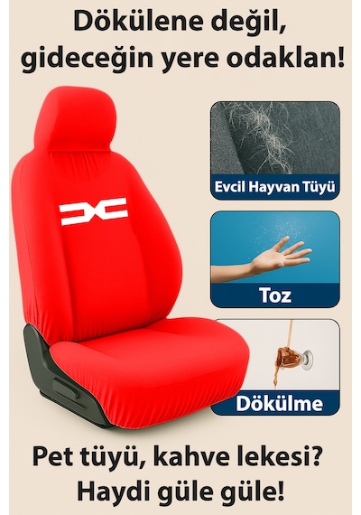 Her Mevsim Rahatlik Sunan Dacia Duster İle Uyumlu Oto Koltuk Kilifi İle Aracinizda Ferahlik Kırmızı