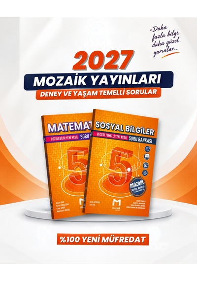 Mozaik Yayınları 2027 5. Sınıf Matematik + Sosyal Bilgiler Yeni Müfredat Bağlam Temelli Soru Bankası Seti 2 Kitap