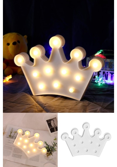 River World 3D Dekoratif Pilli Kraliçe Tacı Model Led Masa ve Gece