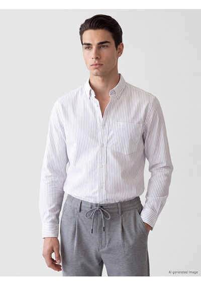 Lcwaıkıkı Classic Beyaz Regular Fit Çizgiili Gabardin Erkek Gömlek